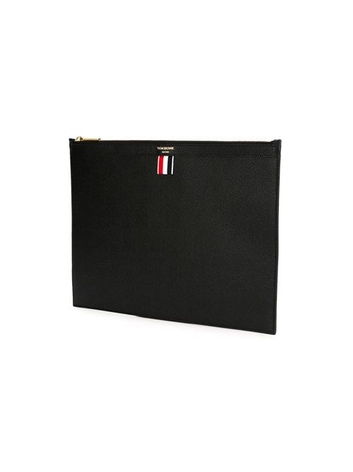 Black leather logo pouch THOM BROWNE | MAC021L00198001